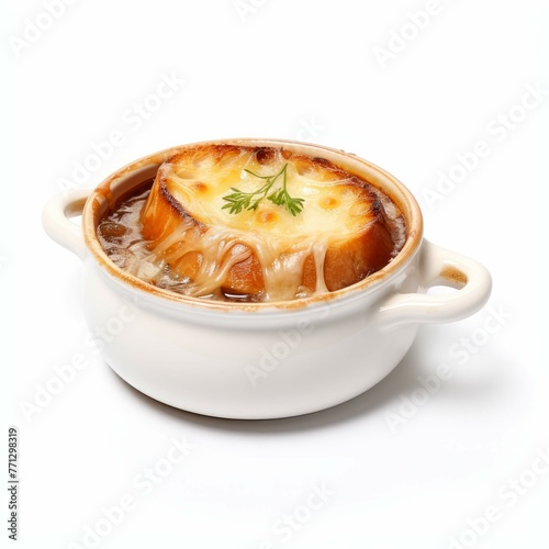 French Onion Soup isolated on white background