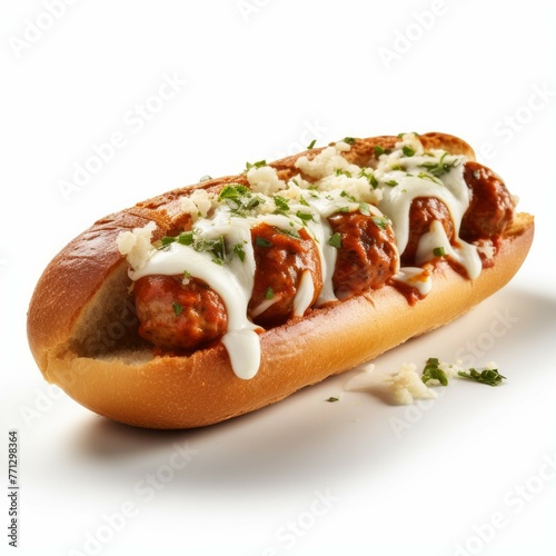 Meatball Sub isolated on white background