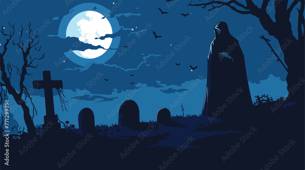 Illustration - Silhouette of a Grim Reaper or fantasy