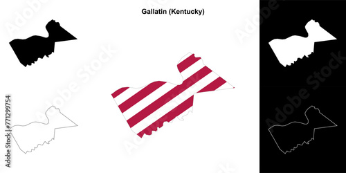 Gallatin county (Kentucky) outline map set photo