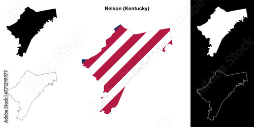 Nelson county (Kentucky) outline map set photo