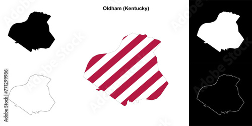 Oldham county (Kentucky) outline map set