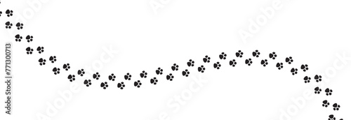 Paw vector foot trail print of cat. Dog, puppy silhouette animal diagonal tracks for t-shirts, backgrounds, patterns, websites, showcases design, greeting cards, child prints and etc. Paw Vector. photo
