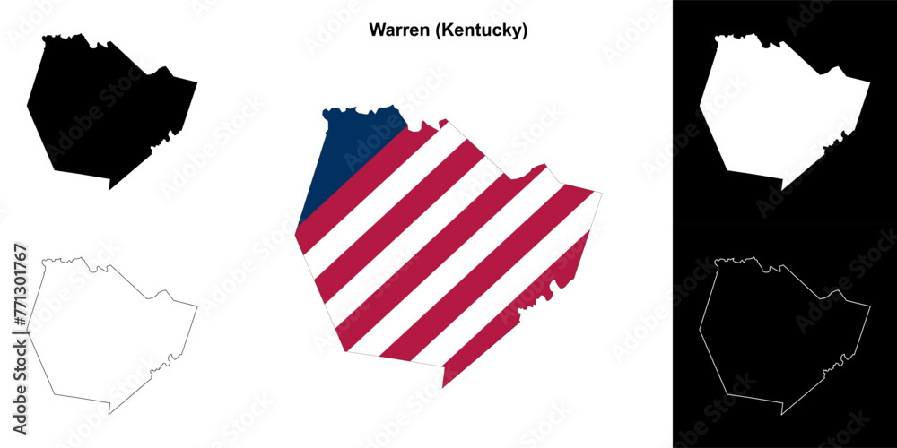 Warren county (Kentucky) outline map set - obrazy, fototapety, plakaty 