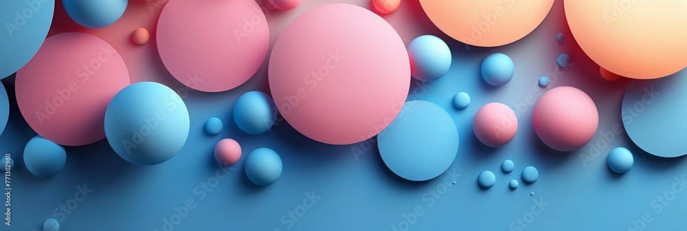 Abstract colorful spheres on wavy landscape. Vibrant and surreal landscape with colorful orbs floating above wavy layers, a scene that combines fantasy and serenity in a modern style