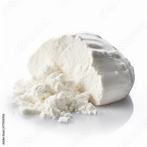 Ricotta Cheese isolated on white background photo