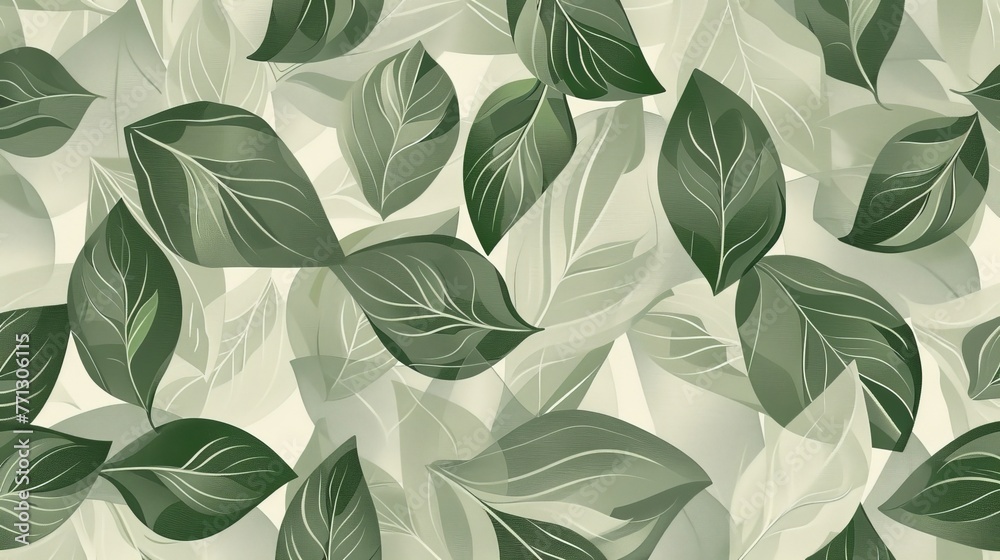 Green Leaves Pattern on White Background Green Leaves Pattern on White Background