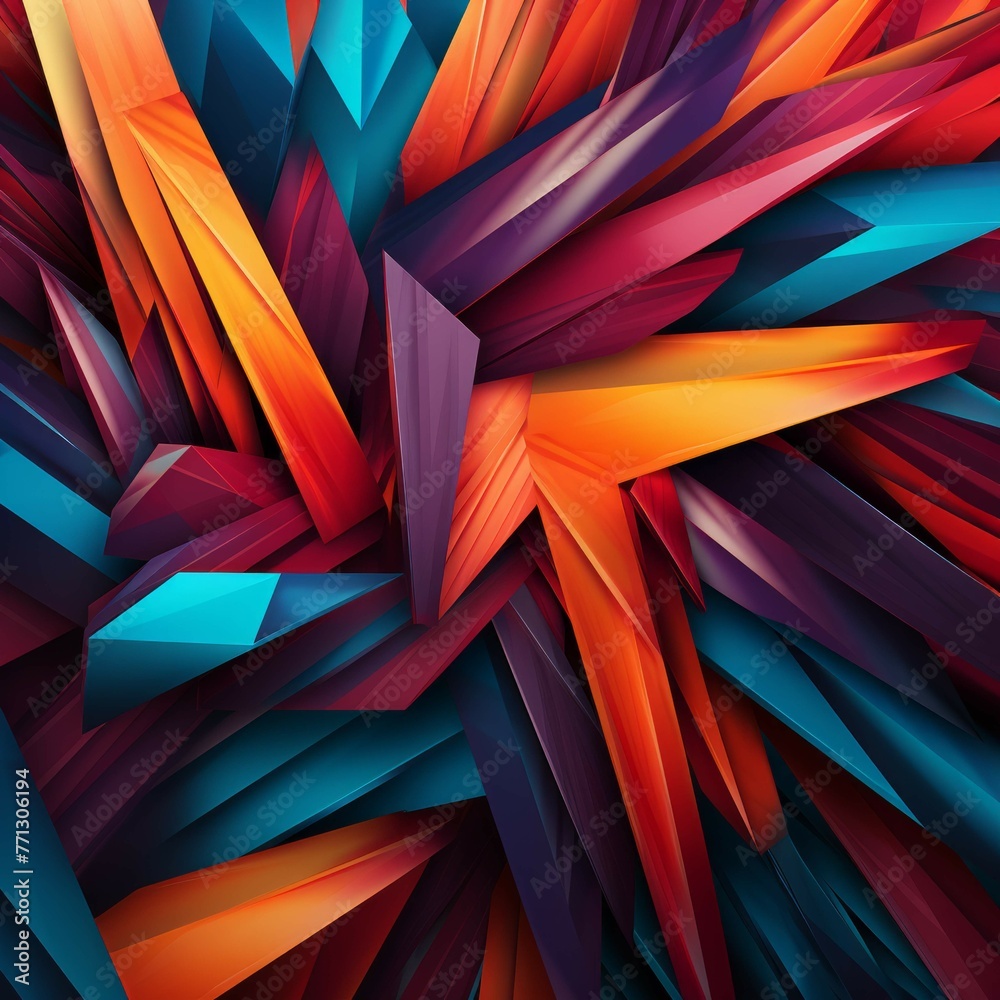 AI-generated abstract pattern with sharp angles and bold colors - obrazy, fototapety, plakaty 