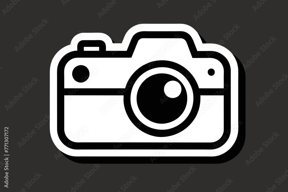 a single sticker, white background, Camera Icon vector style a single sticker, white background, Camera Icon vector style