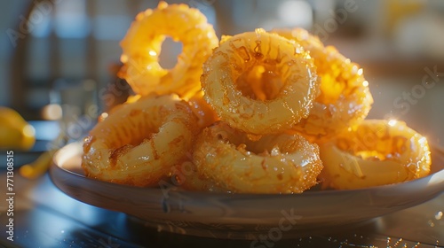 Here is the top view of onion rings in the bowl generated al