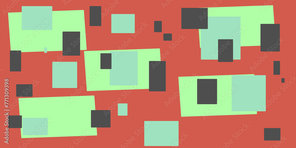 Colorful Square Pattern with Houses Illustration Colorful Square Pattern with Houses Illustration