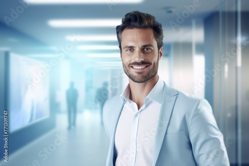 Wallpaper Mural young business man with hairy face smiling in office Torontodigital.ca