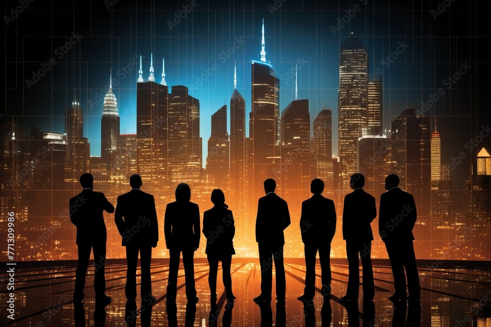 A group of business people looking at the cityscape A group of business people looking at the cityscape