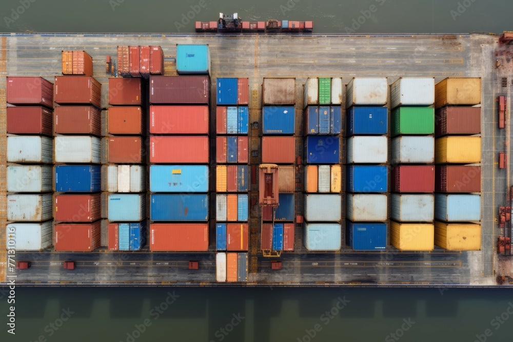 Fototapeta premium shipping container docking at port in port