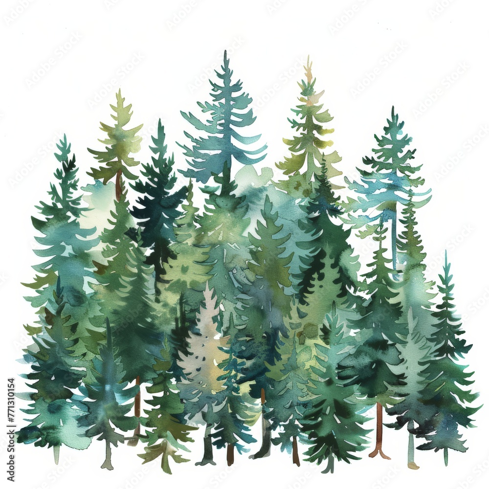 Group of Trees Watercolor Painting
