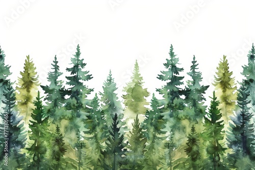 Row of Trees Watercolor Painting © BrandwayArt