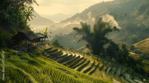 rice terraces in island photo