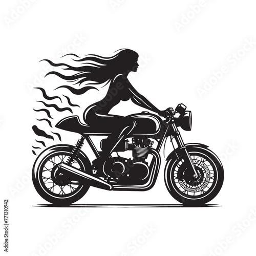 Cafe Racer: Vintage Motorcycle Silhouette- cafe racer bike vector stock