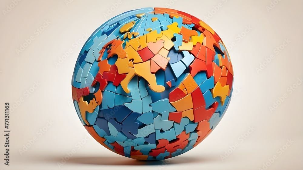An abstract puzzle design that resembles a globe and stands for international education programs