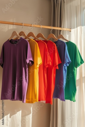 Colorful Shirts Hanging on Clothesline © BrandwayArt