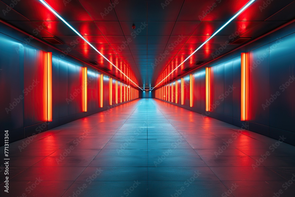 glowing neon corridor