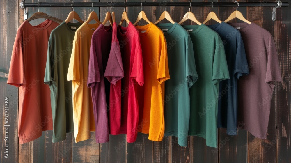 Shirts Hanging on Wooden Wall