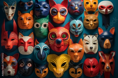 a set of colorful animal faces all lined up © Michael Böhm