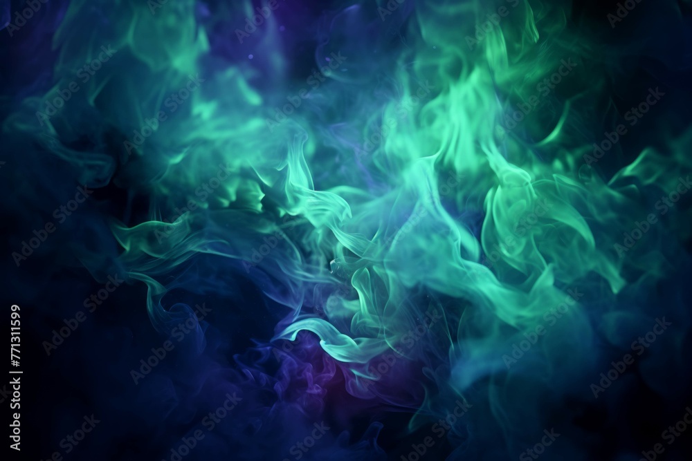 Fototapeta premium a blue and green graphic image of an abstract flame