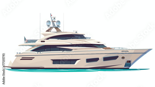 Luxury yacht isolated on background. Flat vector 