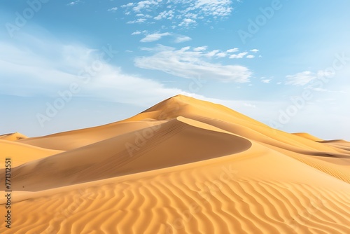   A sandy desert with majestic sand dunes  displaying the smooth dance of wind and shadow  in a time-lapse capturing the ebb and flow of daylight