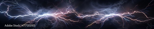 Group of Lightning Strikes in Night Sky