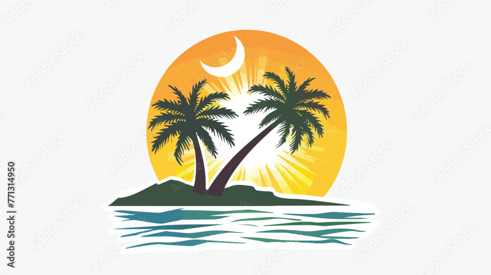Palm tree summer logo template vector illustration Flat