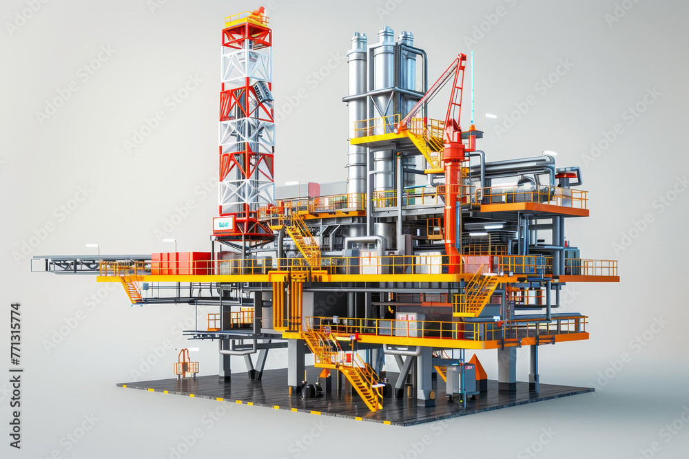 A large industrial building with a lot of pipes and machinery A large industrial building with a lot of pipes and machinery