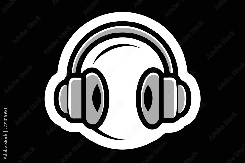 a single sticker, Headphones Vector vector style a single sticker, Headphones Vector vector style