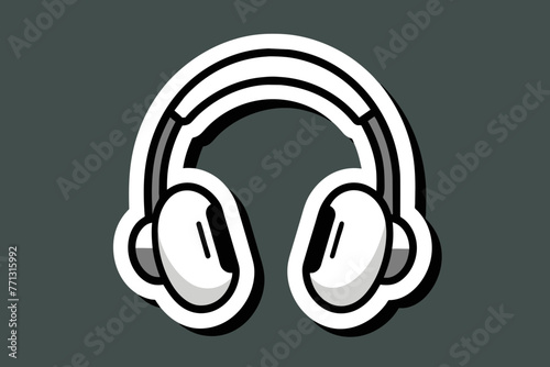 a single sticker, Headphones Vector vector style