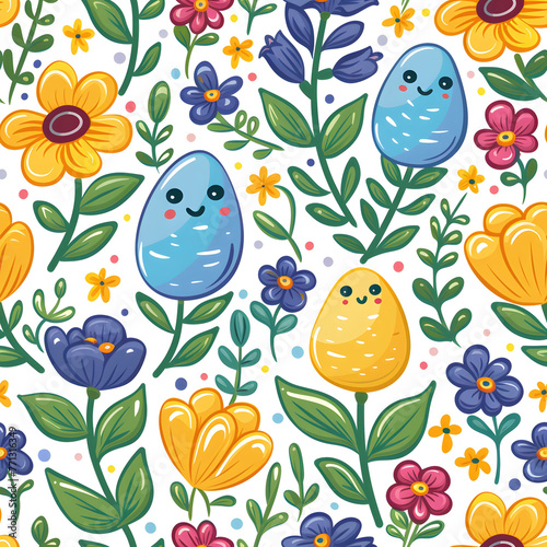 Easter seamless pattern icons with colorful eggs. Seamless pattern off easter eggs. Generative AI
