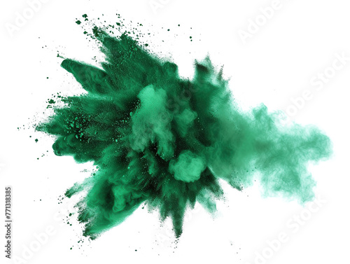 green powder explosion as element on isolated background