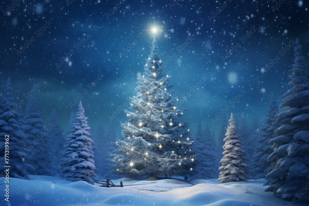 Winter wonderland with Christmas tree