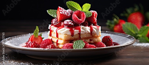 Plated dessert showing juic...