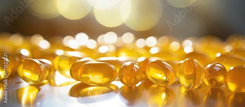 Numerous yellow pills are d...