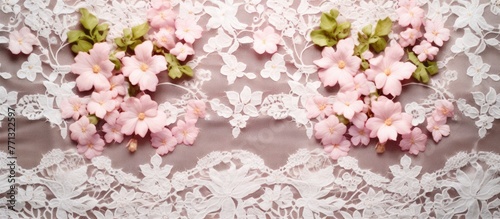 Two delicate pink flowers a...