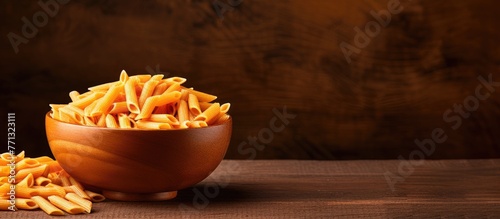 Pasta in a bowl placed on a...