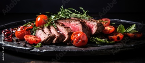 Succulent steak with fresh ...