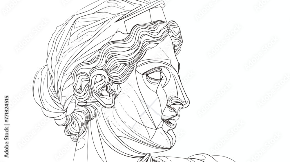 Trendy portrait of rome statue. Line art vector Flat