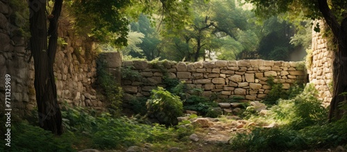 Stone wall almost concealed...