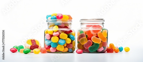 Two glass jars filled with ...