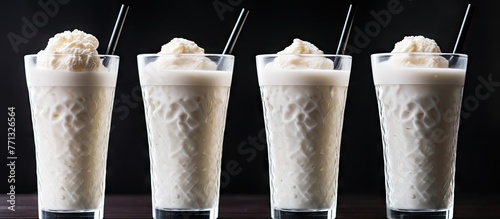 Three glasses filled with c...