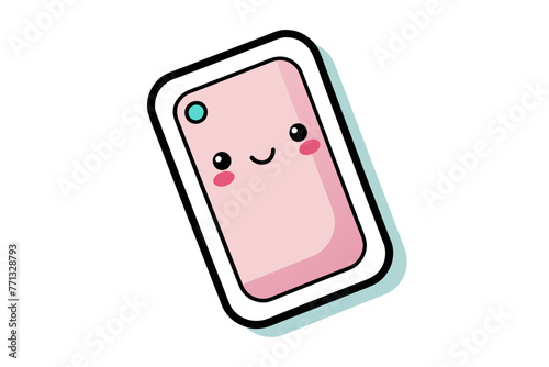 a single sticker, Smartphone Vector cute pastel colour vector style, white background.