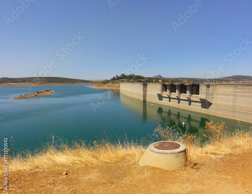 Embalse de Alange, dam in the Extremadura - Spain  photo