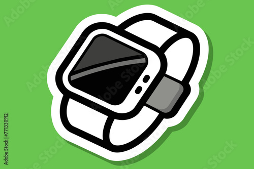 a single sticker, Smartwatch Illustration Vector vector style.
